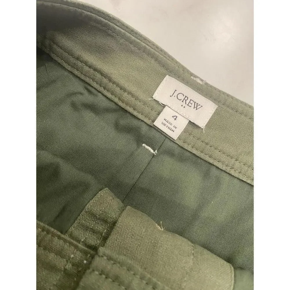 J.Crew Olive Green Button-Front Skirt with Belt - Size 4 - Picture 3 of 6